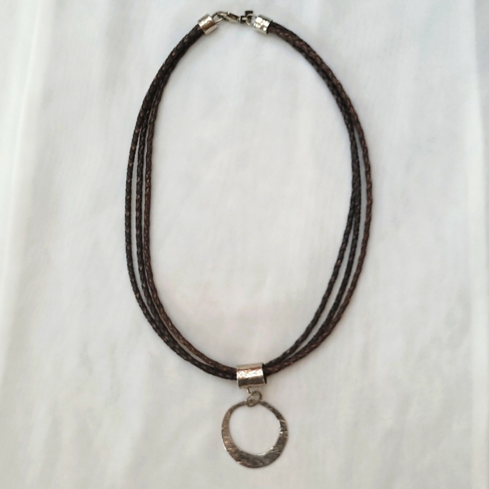 Silpada Designs leather and sterling silver necklace
